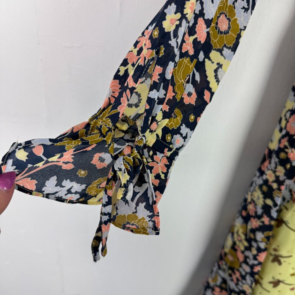 NWT Modcloth Unique Persona Midi Dress Yellow Navy Floral Size 0 NEW - Picture 5 of 14